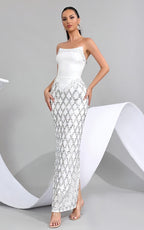 Zane White Pearl Sequin Bandage Dress