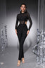 Zoe Black Sheer Mesh Beaded Bandage Jumpsuit
