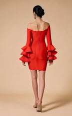 Ana Bell Sleeve Bandage Dress In Red