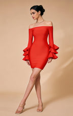 Ana Bell Sleeve Bandage Dress In Red