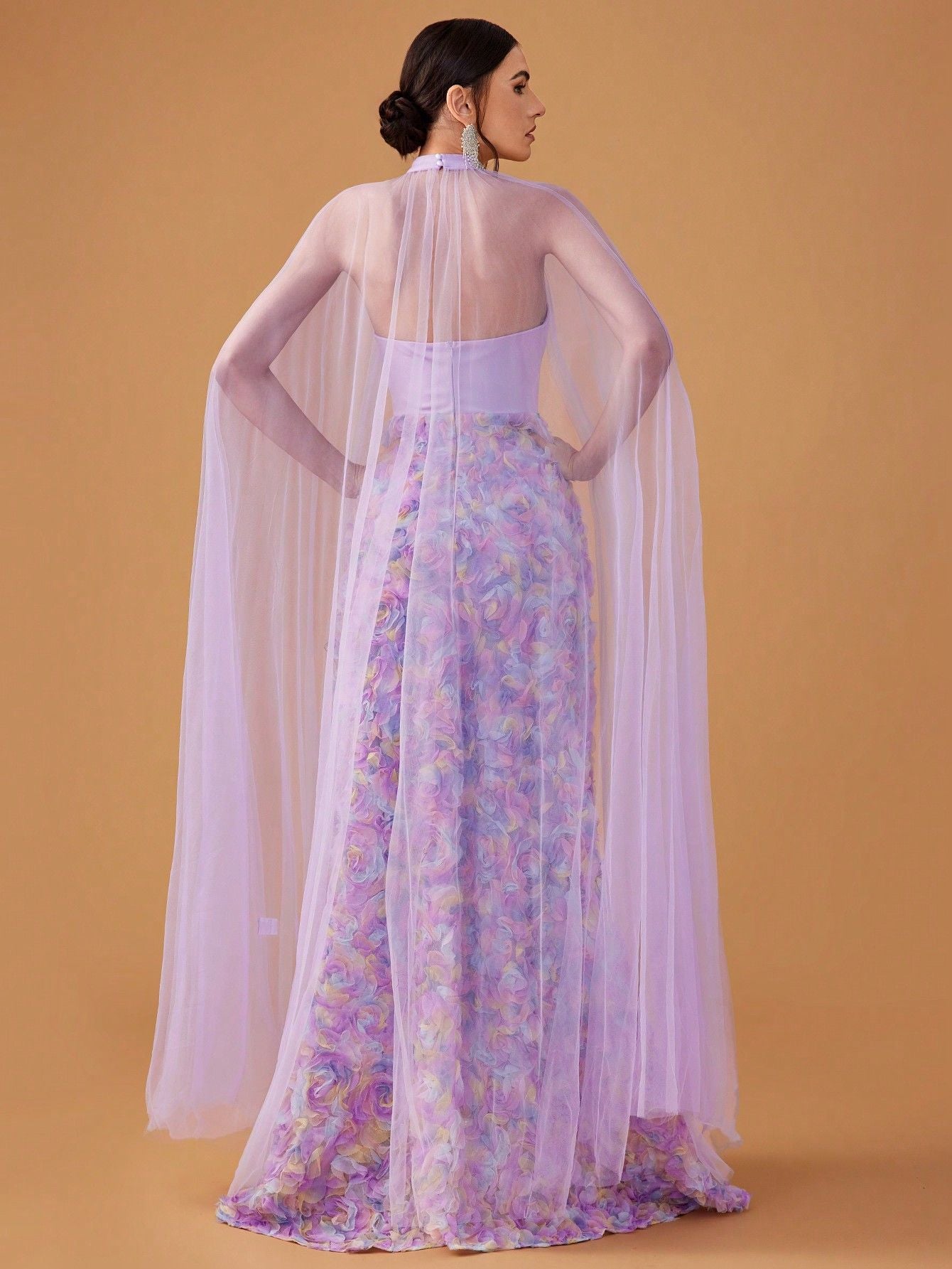 Inina Halter Neck Mesh Strapless Dress In Floral